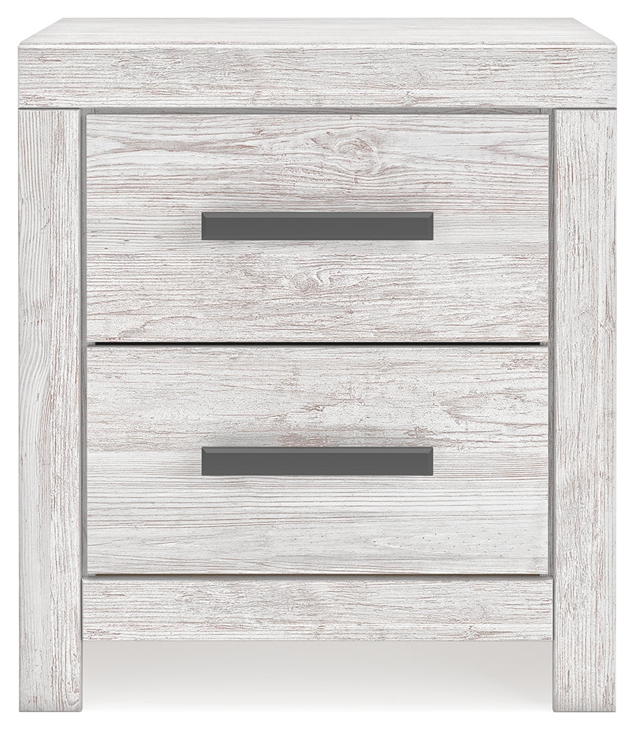 Cayboni Queen Panel Bed with Mirrored Dresser, Chest and Nightstand in Whitewash from Ashley - Luna Furniture