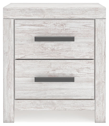 Cayboni Queen Panel Bed with Mirrored Dresser, Chest and Nightstand in Whitewash from Ashley - Luna Furniture