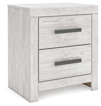 Cayboni Queen Panel Bed with Mirrored Dresser, Chest and Nightstand in Whitewash from Ashley - Luna Furniture