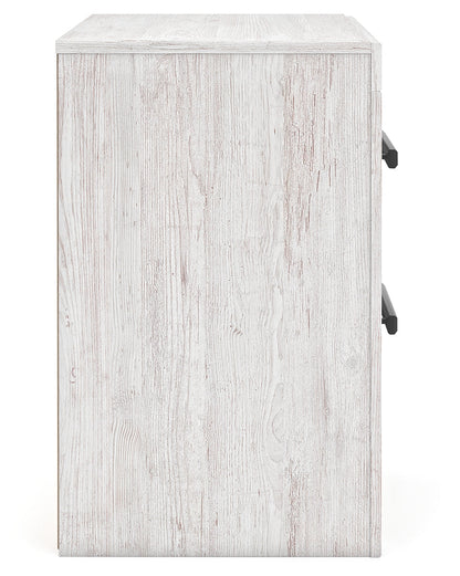 Cayboni Queen Panel Bed with Mirrored Dresser, Chest and Nightstand in Whitewash from Ashley - Luna Furniture