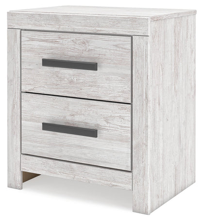Cayboni Queen Panel Bed with Mirrored Dresser, Chest and Nightstand in Whitewash from Ashley - Luna Furniture