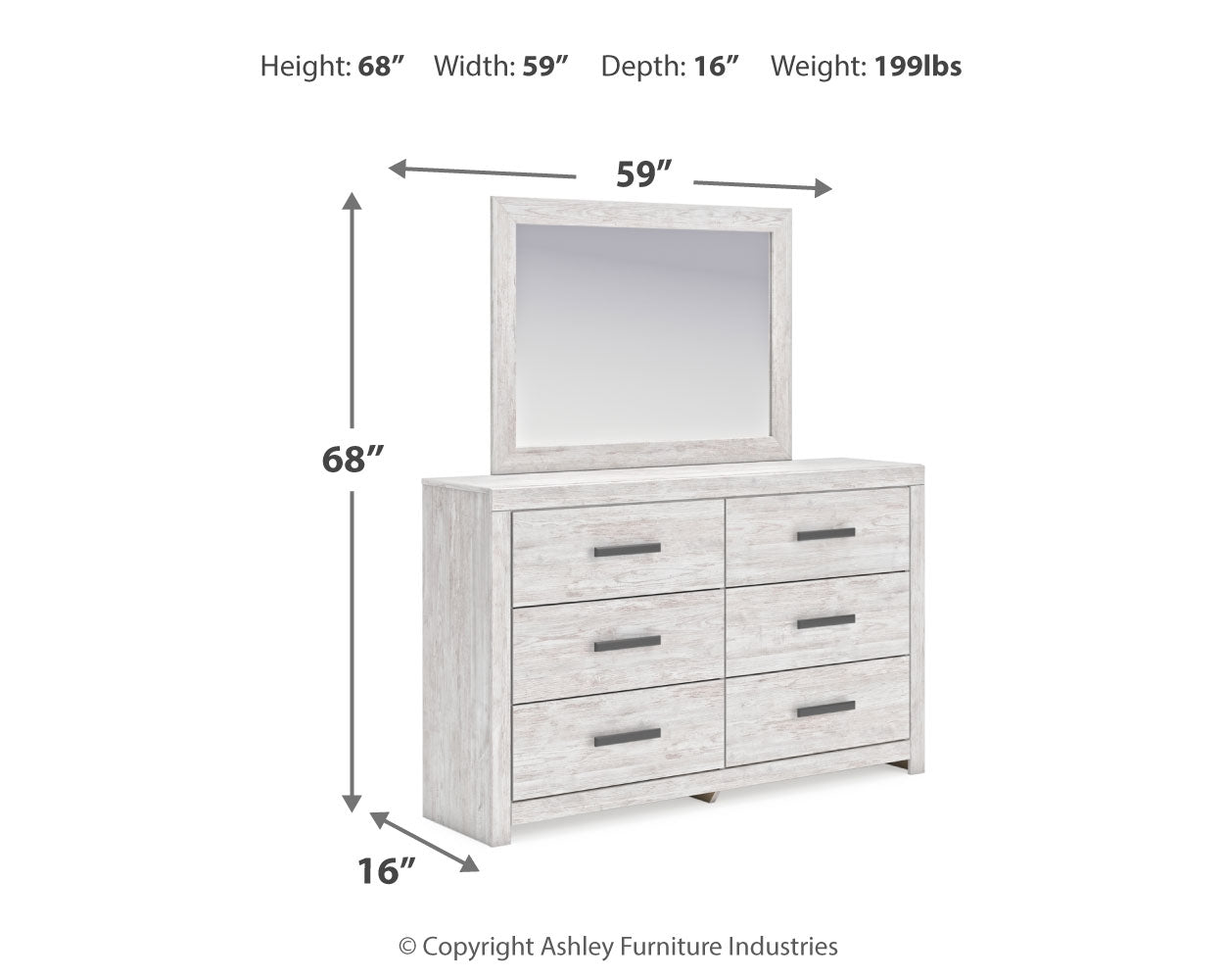 Cayboni Queen Panel Bed with Mirrored Dresser, Chest and Nightstand in Whitewash from Ashley - Luna Furniture