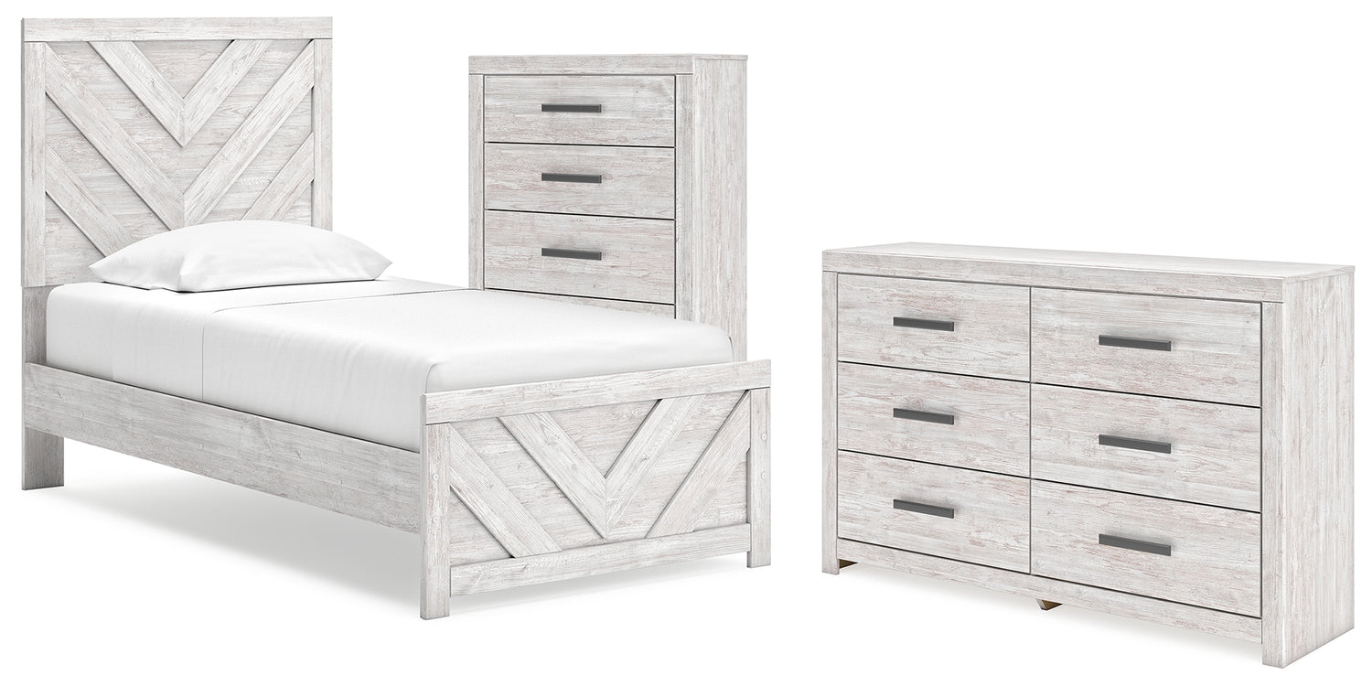 Cayboni Twin Panel Bed, Dresser and Chest - B3788B11