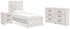 Cayboni Twin Panel Bed with Dresser and Nightstand in Whitewash - PKG019193