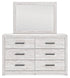 Cayboni Twin Panel Bed with Mirrored Dresser and 2 Nightstands in Whitewash from Ashley - Luna Furniture