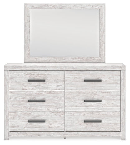 Cayboni Twin Panel Bed with Mirrored Dresser, Chest and Nightstand in Whitewash from Ashley - Luna Furniture