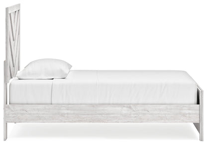 Cayboni Twin Panel Bed with Mirrored Dresser, Chest and Nightstand in Whitewash from Ashley - Luna Furniture