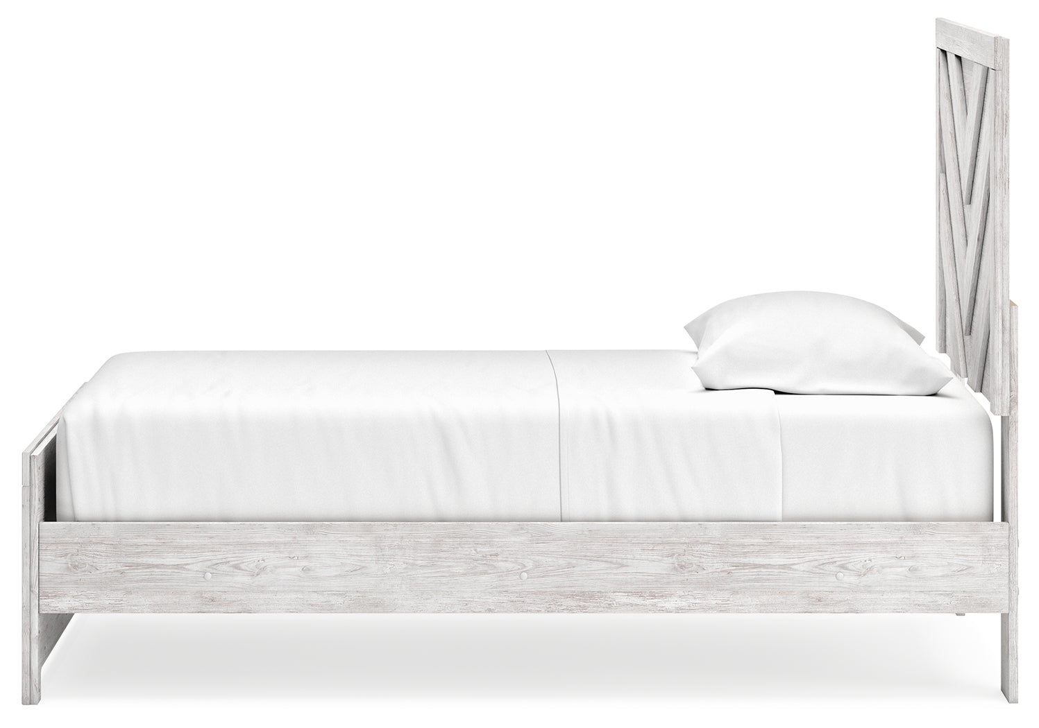 Cayboni Twin Panel Bed with Mirrored Dresser, Chest and Nightstand in Whitewash from Ashley - Luna Furniture