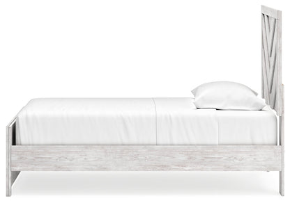 Cayboni Twin Panel Bed with Mirrored Dresser, Chest and Nightstand in Whitewash from Ashley - Luna Furniture