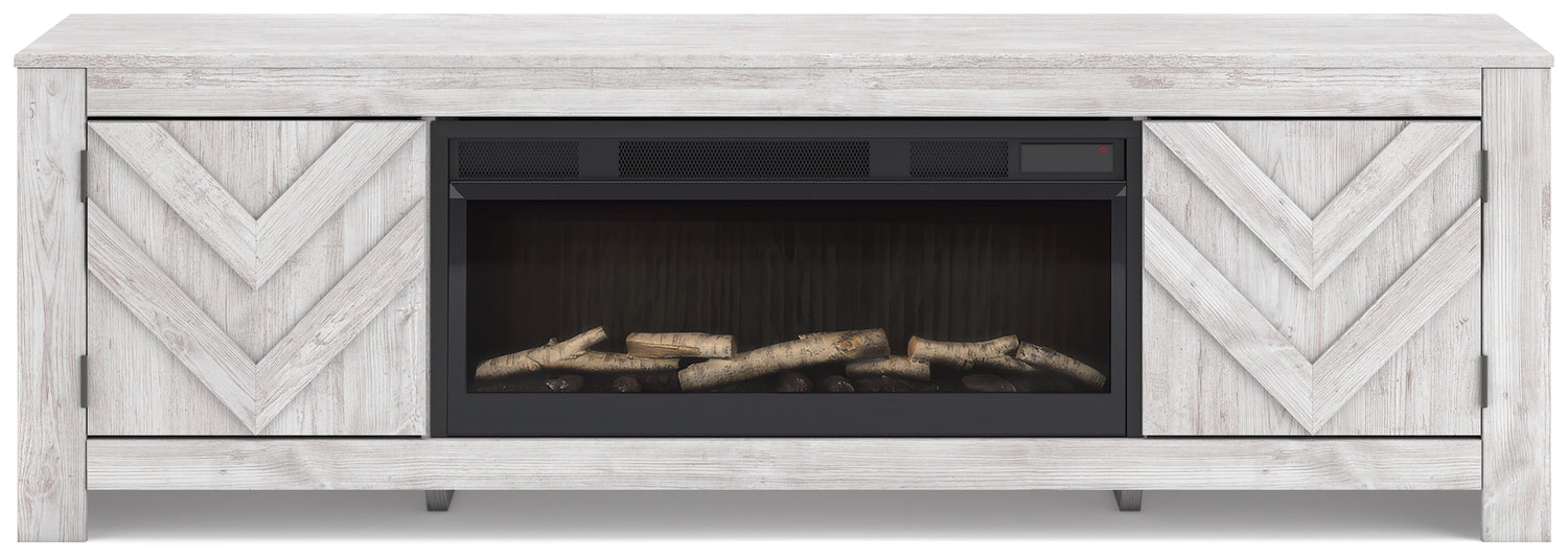 Cayboni Whitewash 71" TV Stand with Electric Fireplace - W3788W1