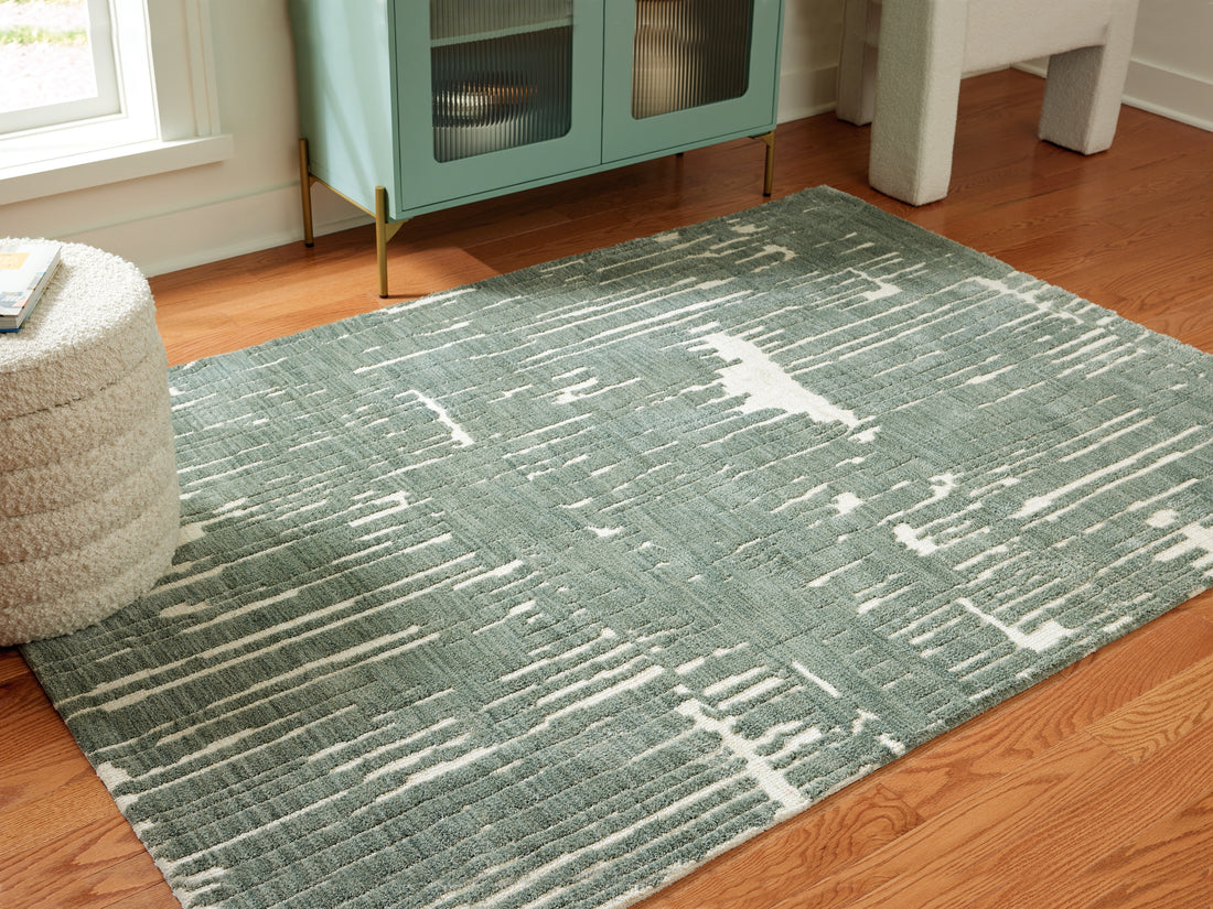 Cayworth Teal/White Large Rug - R407091