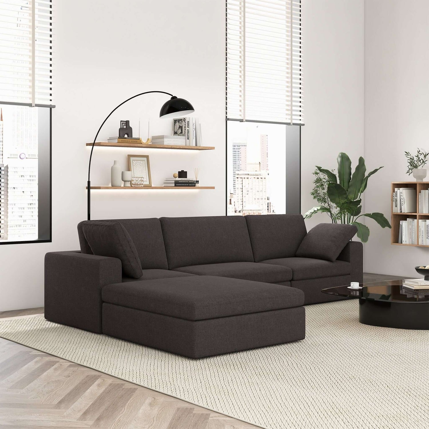 Cecilia Modular Corner Sectional Modern Fabric Sofa Dark Gray - MSC01800301