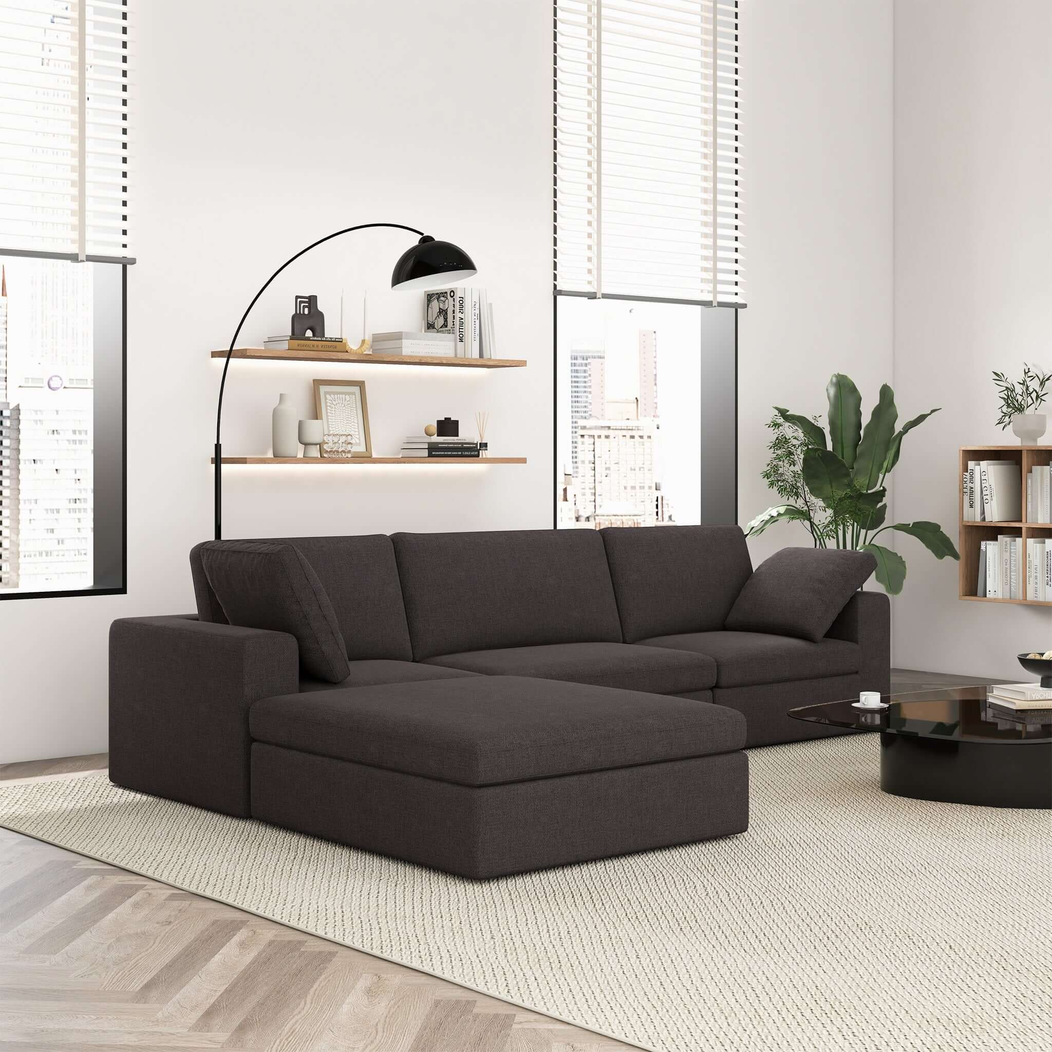 Cecilia Modular Corner Sectional Modern Fabric Sofa Dark Gray - MSC01800301