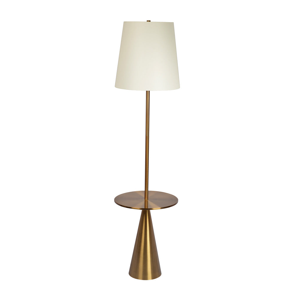Celestial Modern Floor Lamp with Brass Accent Table with Large White Shade - FLL03700501