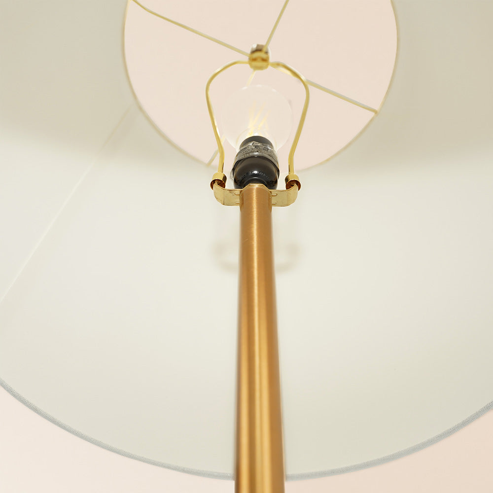 Celestial Modern Floor Lamp with Brass Accent Table with Large White Shade - FLL03700501