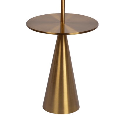 Celestial Modern Floor Lamp with Brass Accent Table with Large White Shade - FLL03700501