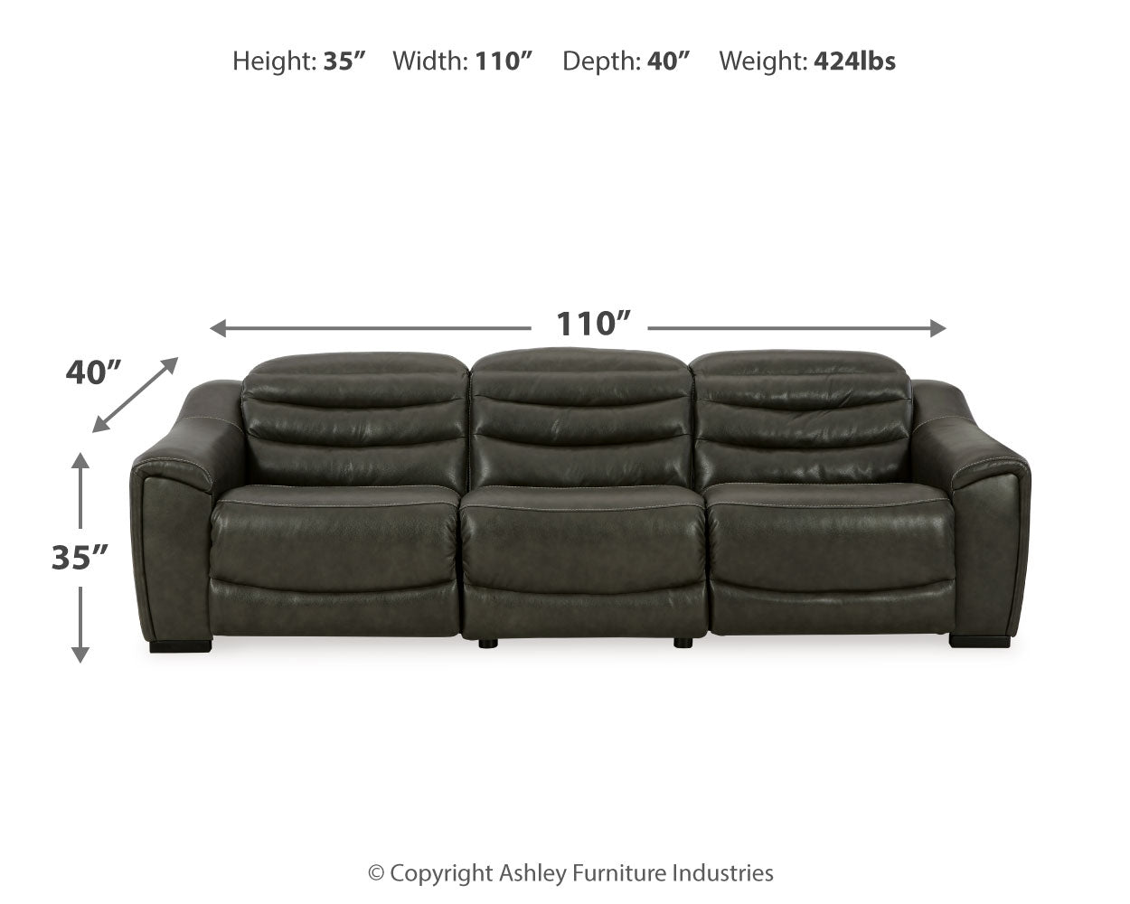 Center Line Dark Gray Power Reclining Living Room Set from Ashley - Luna Furniture