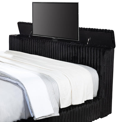 Centergrove Upholstered California King Wingback TV Bed Black - 315945KW