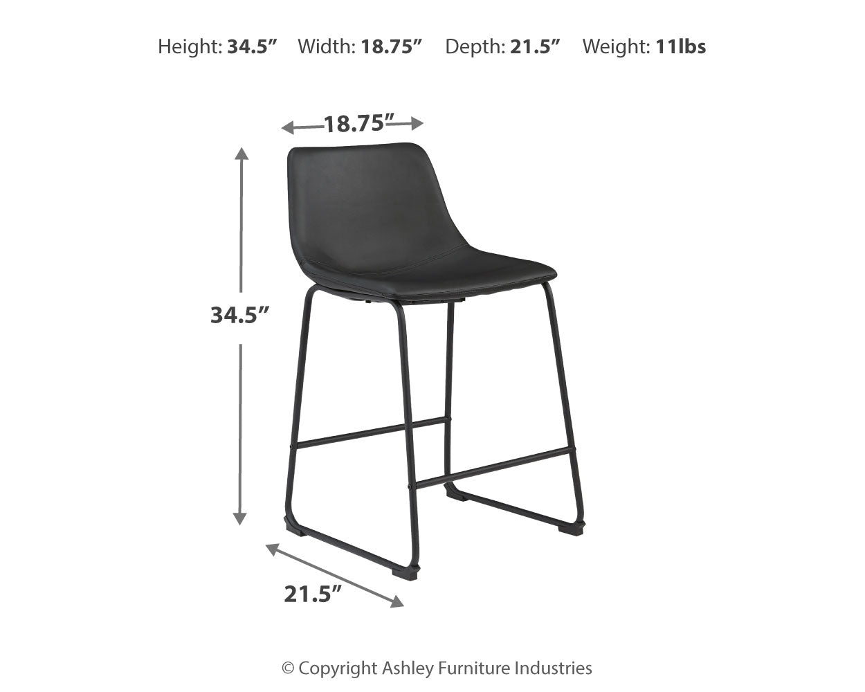 Centiar Black Counter Height Bar Stool (Set of 2) - D372-624X2