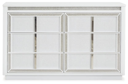 Chalanna California King Upholstered Storage Bed with Dresser and Nightstand in White from Ashley - Luna Furniture