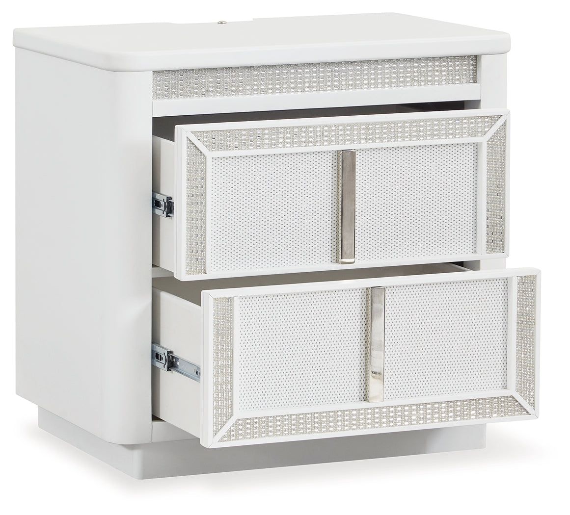 Chalanna California King Upholstered Storage Bed with Dresser and Nightstand in White from Ashley - Luna Furniture