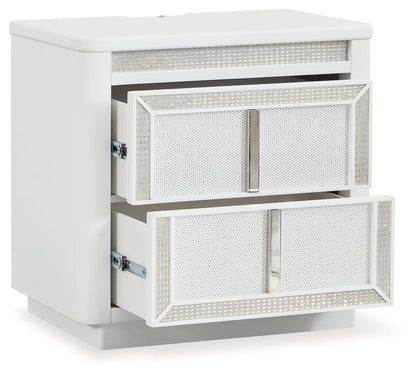 Chalanna California King Upholstered Storage Bed with Dresser and Nightstand in White from Ashley - Luna Furniture