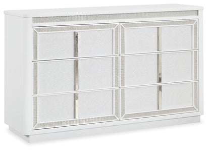 Chalanna California King Upholstered Storage Bed with Dresser and Nightstand in White from Ashley - Luna Furniture