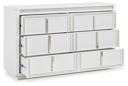 Chalanna California King Upholstered Storage Bed with Dresser and Nightstand in White from Ashley - Luna Furniture