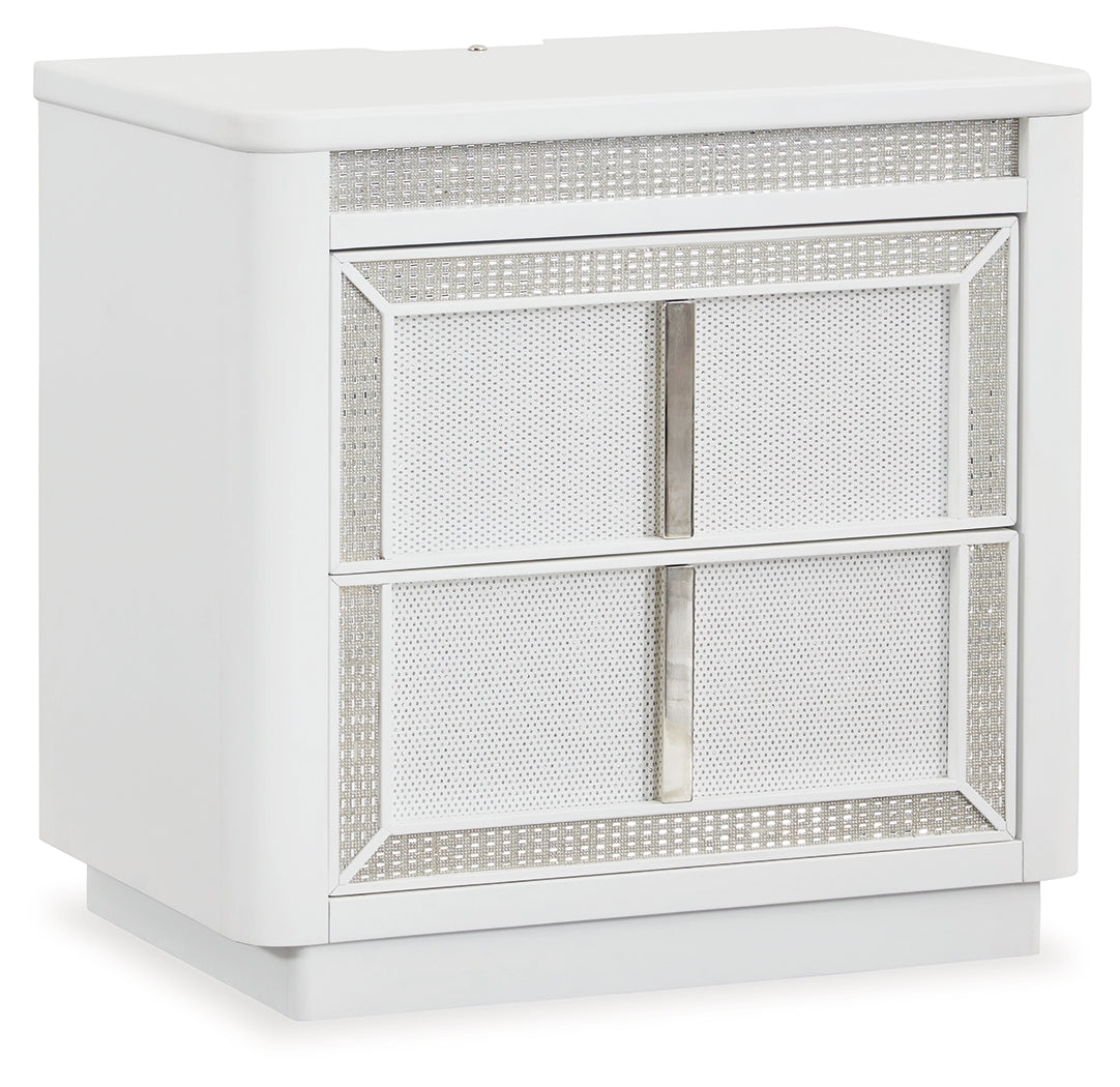 Chalanna King Upholstered Storage Bed with Dresser and Nightstand in White from Ashley - Luna Furniture