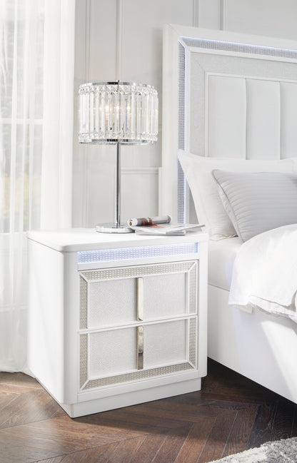 Chalanna King Upholstered Storage Bed with Dresser and Nightstand in White from Ashley - Luna Furniture