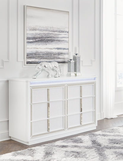 Chalanna King Upholstered Storage Bed with Dresser and Nightstand in White from Ashley - Luna Furniture