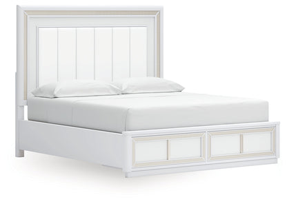 Chalanna King Upholstered Storage Bed with Dresser and Nightstand in White from Ashley - Luna Furniture
