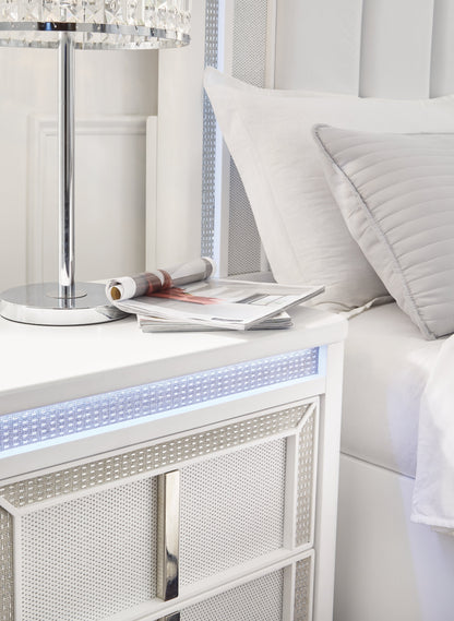 Chalanna Queen Upholstered Storage Bed with 2 Nightstands in White from Ashley - Luna Furniture