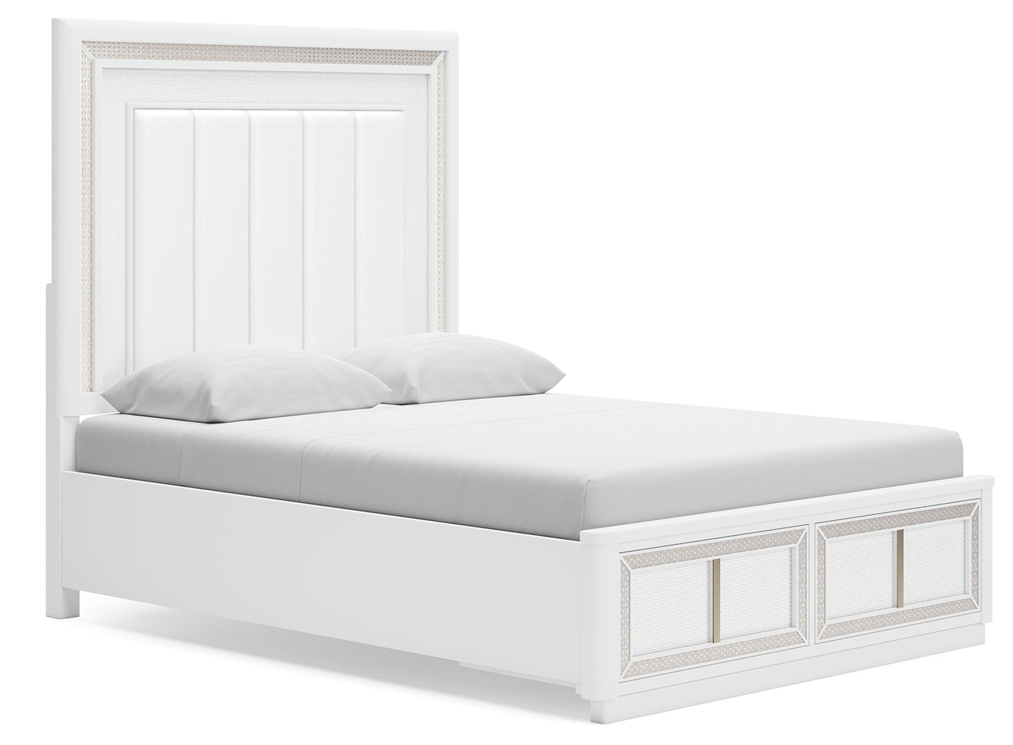 Chalanna Queen Upholstered Storage Bed with 2 Nightstands in White from Ashley - Luna Furniture