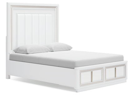 Chalanna Queen Upholstered Storage Bed with 2 Nightstands in White from Ashley - Luna Furniture