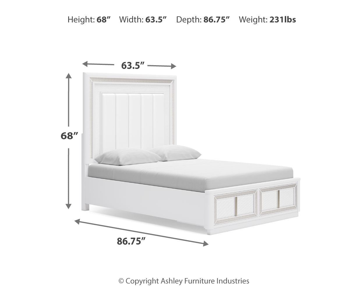 Chalanna Queen Upholstered Storage Bed with 2 Nightstands in White from Ashley - Luna Furniture