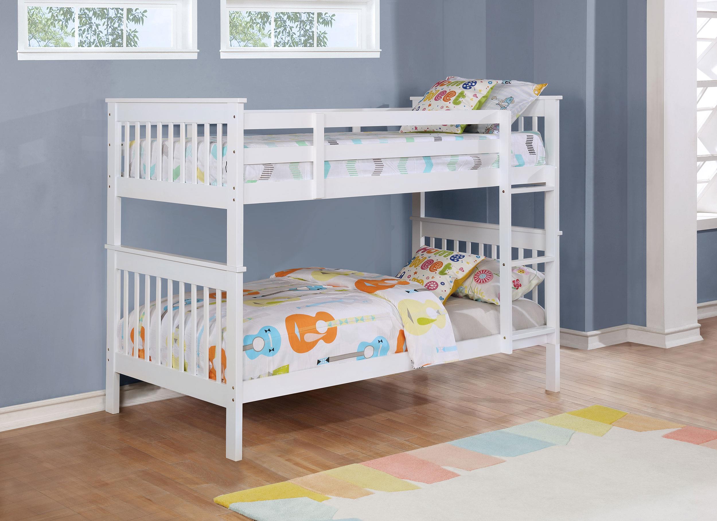 Chapman Wood Twin Over Twin Bunk Bed with Mattress White - 460244N-SM