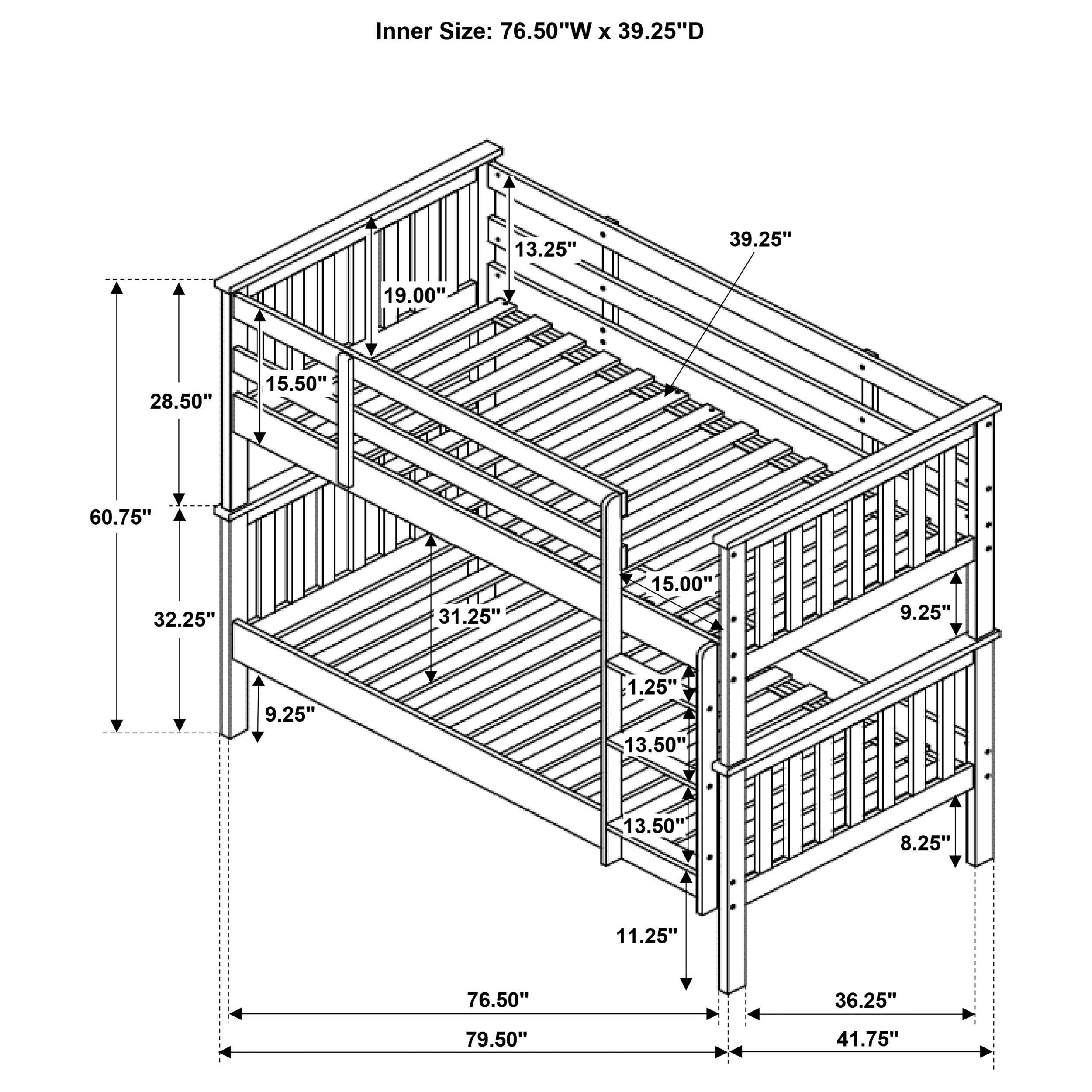 Chapman Wood Twin Over Twin Bunk Bed with Mattress White - 460244N-SM