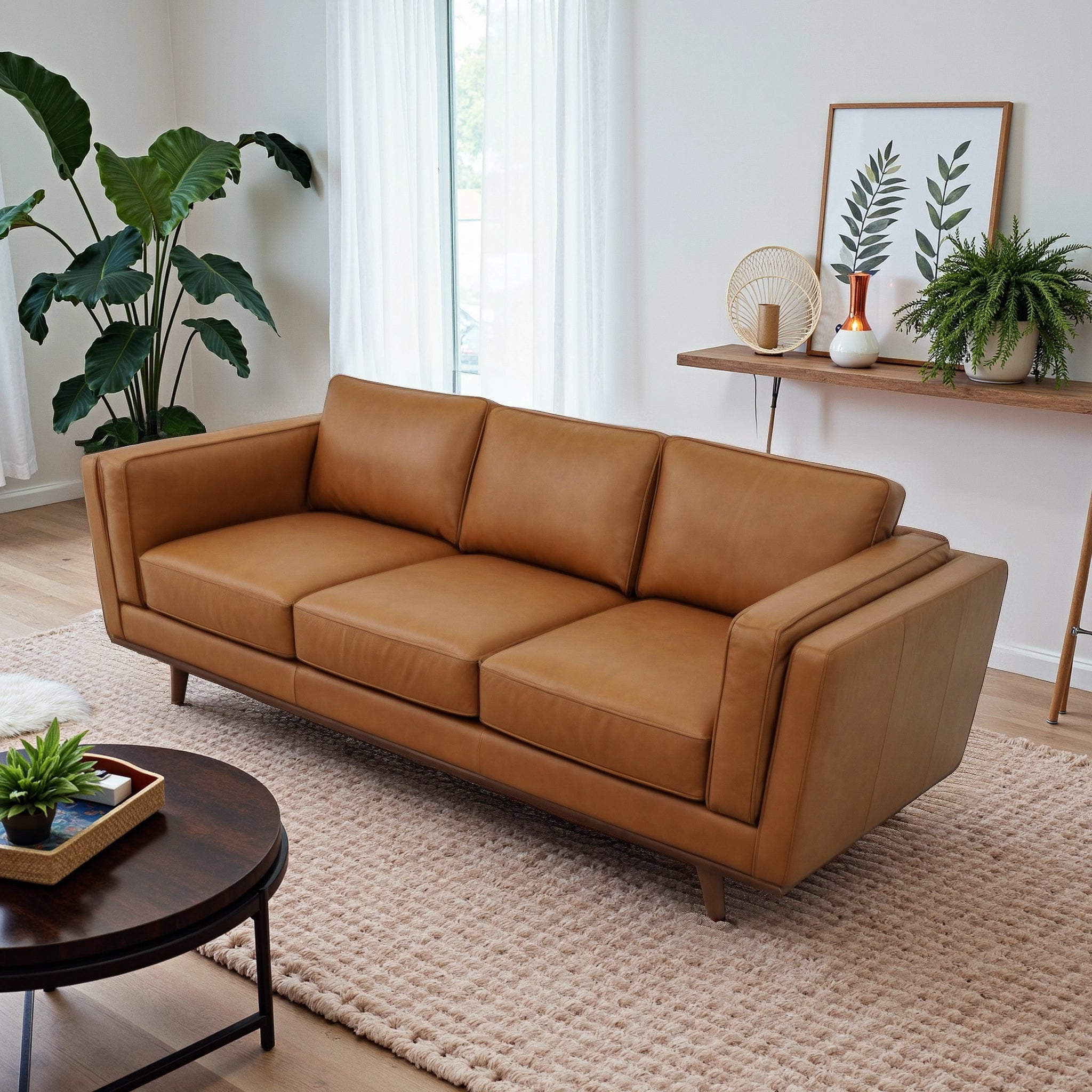Chase Mid Century Modern Genuine Leather Sofa - SOF00401501