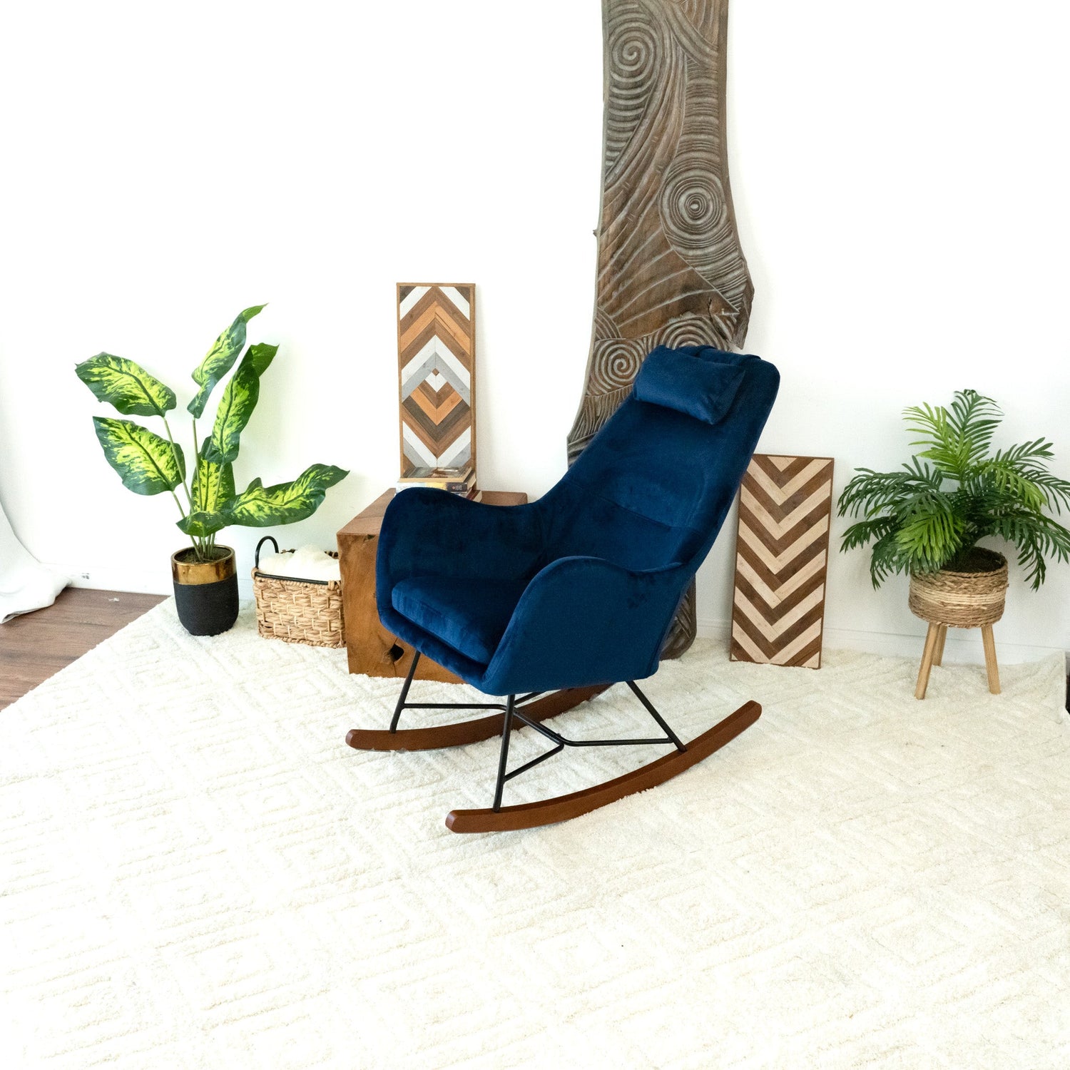 Chelsea Blue Velvet Rocking Chair - RCH01900301