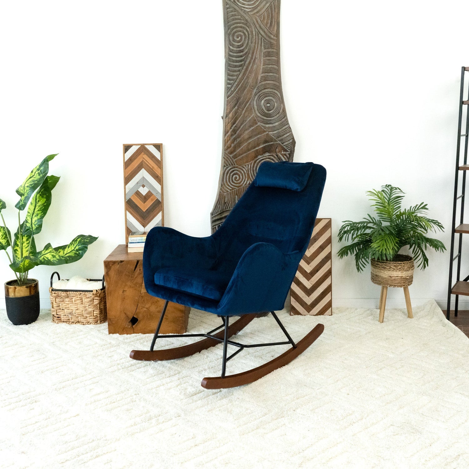 Chelsea Blue Velvet Rocking Chair - RCH01900301