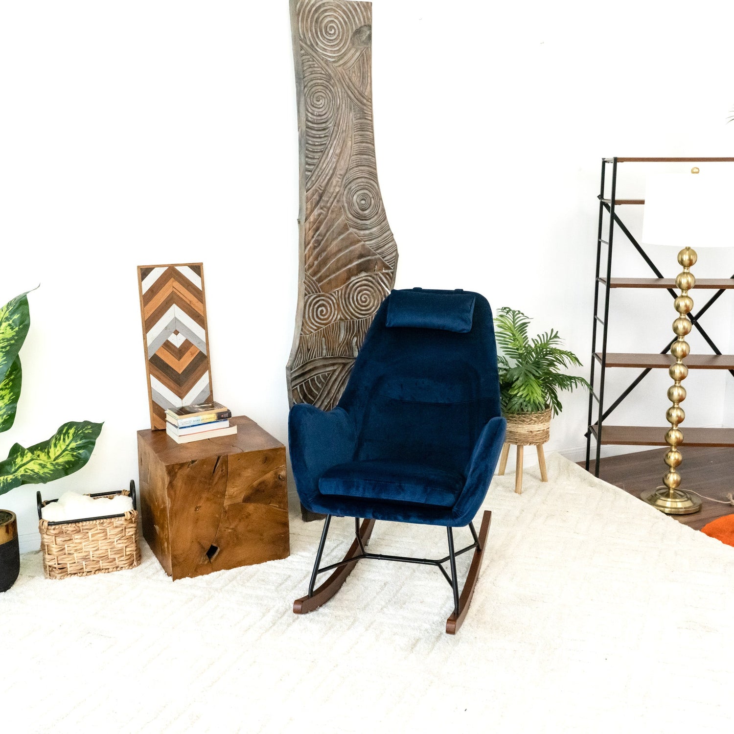 Chelsea Blue Velvet Rocking Chair - RCH01900301