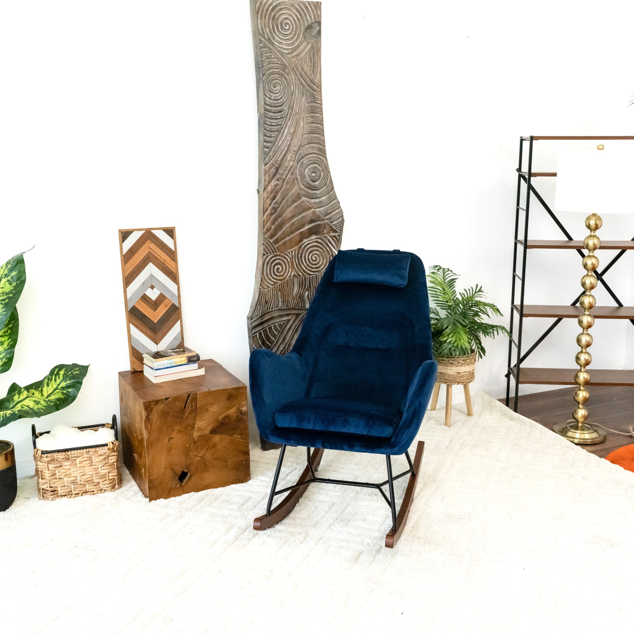 Chelsea Blue Velvet Rocking Chair - RCH01900301