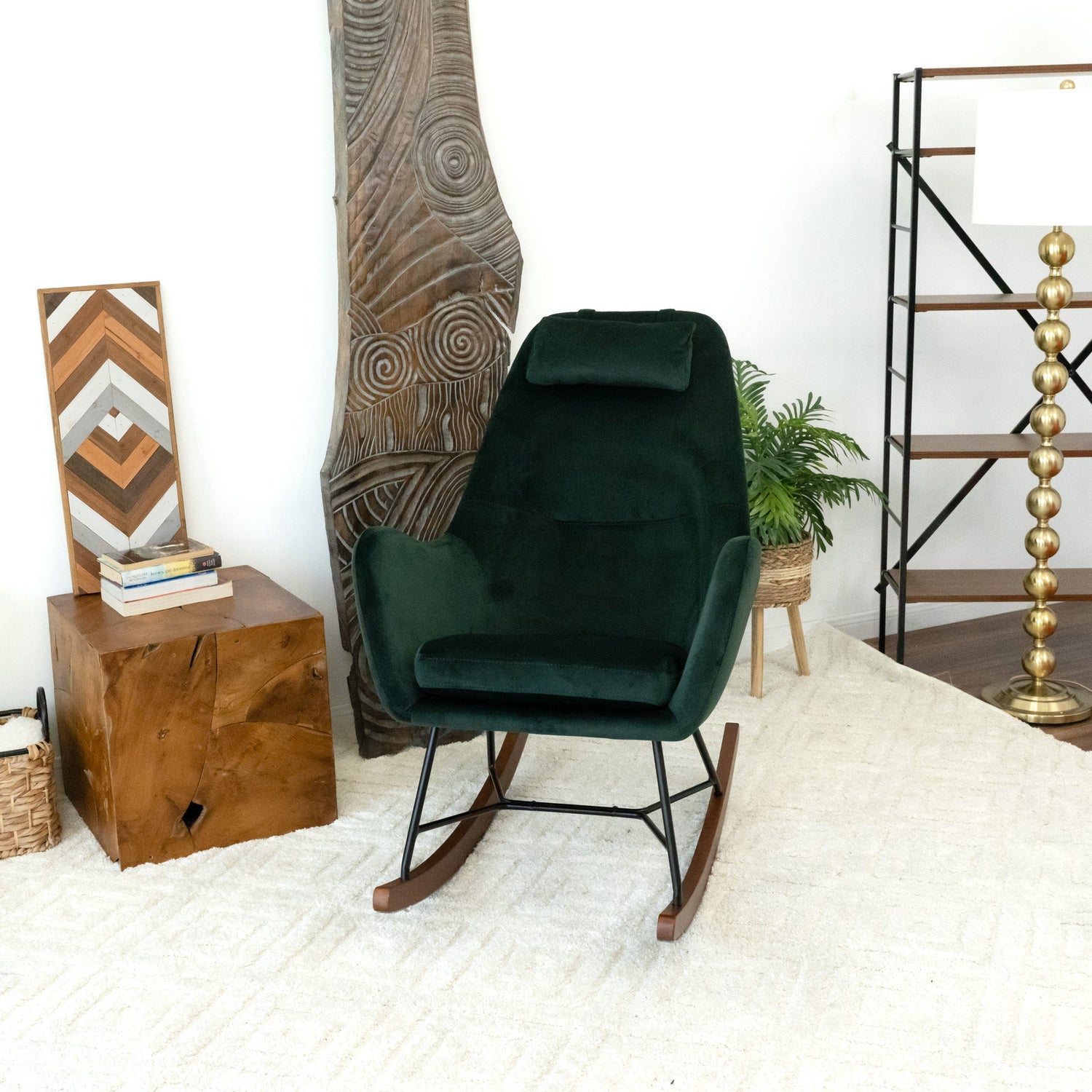 Chelsea Green Velvet Rocking Chair - RCH01900302