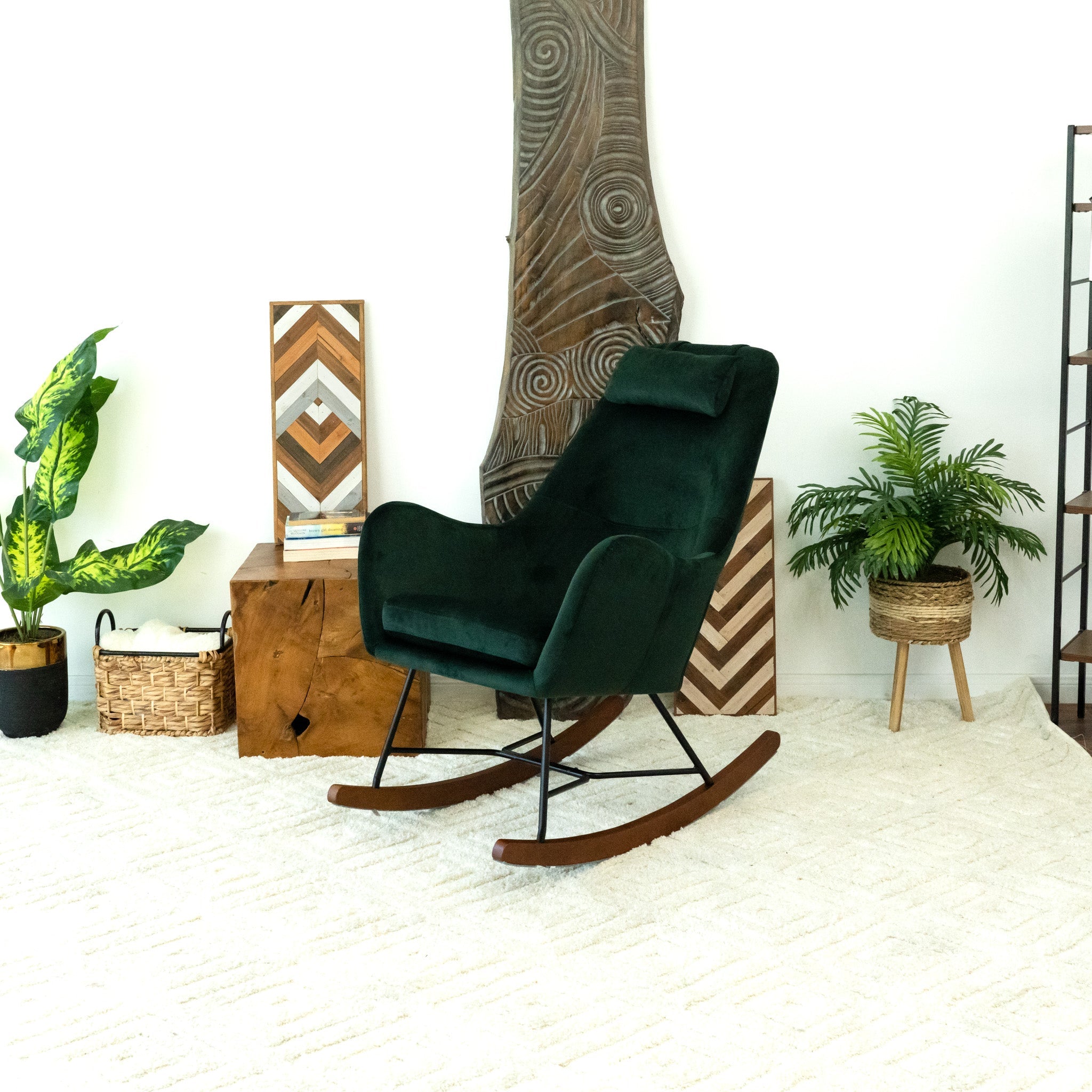 Chelsea Green Velvet Rocking Chair - RCH01900302