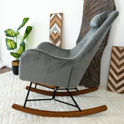 Chelsea Grey Velvet Rocking Chair - RCH01900303