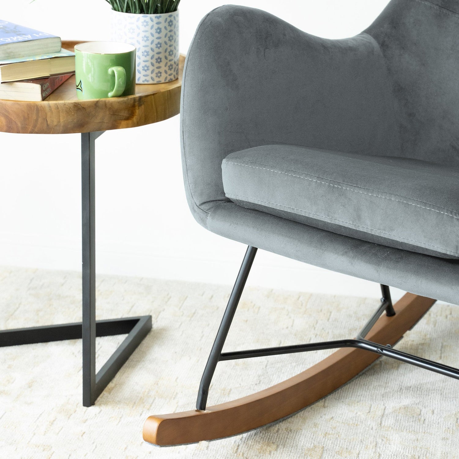 Chelsea Grey Velvet Rocking Chair - RCH01900303