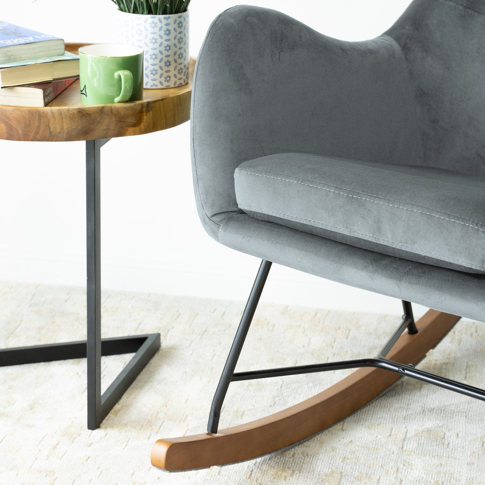 Chelsea Grey Velvet Rocking Chair - RCH01900303