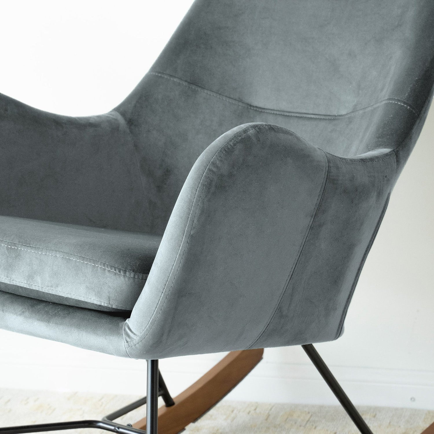 Chelsea Grey Velvet Rocking Chair - RCH01900303