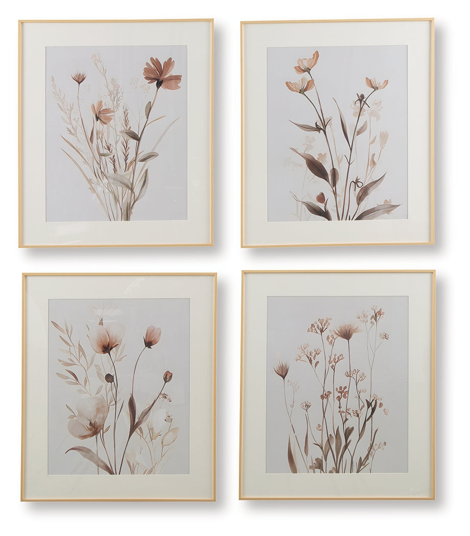 Chettings Beige/Gray/Blush Wall Art (Set of 4) - A8000469
